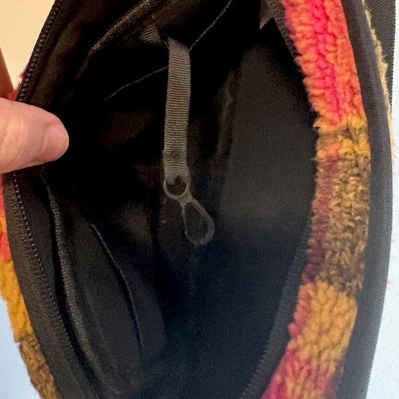 Plaid Pink and Yellow Fleece Crossbody Bag - Picture 3 of 5